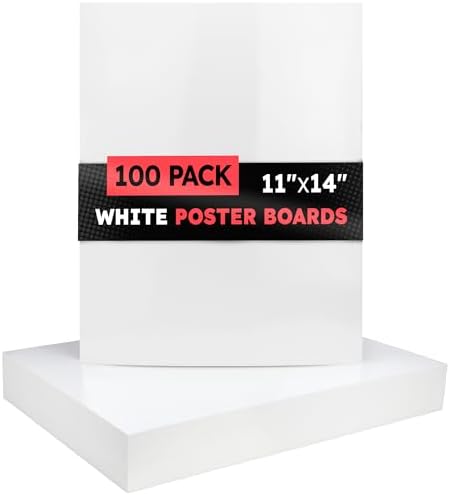 Hygloss Medium Poster Board 11x14 - 100 Count Bulk Pack - 10 Pt. Thickness White Poster Board Paper for Projects, Presentations, Displays, Signs, Crafts - Blank Posterboard Multipack 11" x 14"