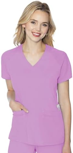 Med Couture Touch Scrub Top for Women Raglan Sleeve 6 Pockets Modern Fit