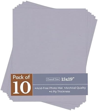Blue Stone 15x19 Uncut Premium Mat Board - No Opening - 10 Mats