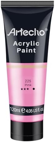Artecho Pink Acrylic Paint 120ml /4.05oz Tube | Semi Glossy Finish, High Pigment Rich Color Craft Paint for Canvas, Rocks, Wood, Fabric, Ceramic, Non-Toxic