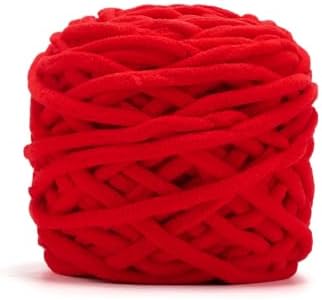 Red Chunky Chenille Yarn, #6 Super Bulky, 3.5 oz/72 Yards