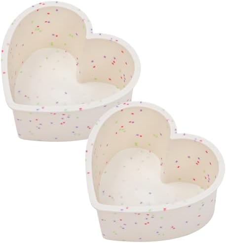 4 Inch Mini Heart Shaped Cake Pans, Cream, Set of 2