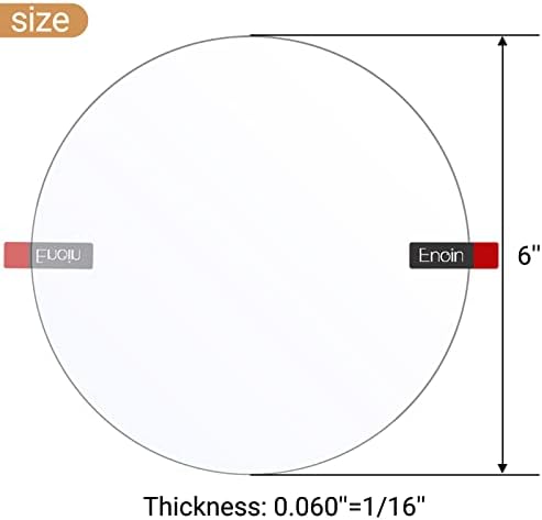 Enoin 2pcs 6 Inch Round Clear Plexiglass Sheet 1/16 Inch Thick Disc Circle Acrylic Sheets Plastic Sheet 0.060", Transparent Board Panel for Glass, DIY Project,Picture Frame,Paintings, Art Craft