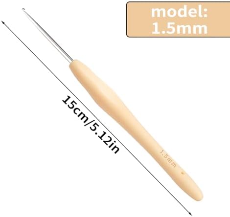 Small Size Crochet Hook Lace Crochet Needle, 1.5mm Crochet Hook, Ergonomic Crochet Hooks，Embroidery Thread Knitting Weaving Tool (1.5 mm)