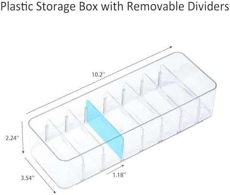 Cable Cord Storage Box with Adjustable Dividers, 2 Pack, Clear