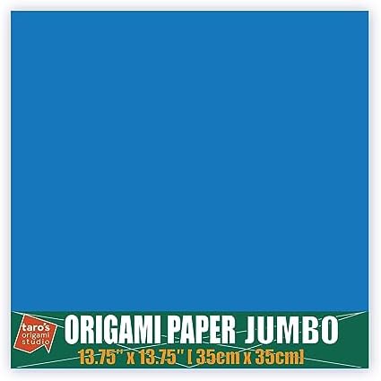 [Taro's Origami Studio] Jumbo 13.75 Inch / 35cm One Sided Single Color (Blue) 25 Sheets (All Same Color) Square Easy Fold Premium Japanese Paper (Made in Japan)
