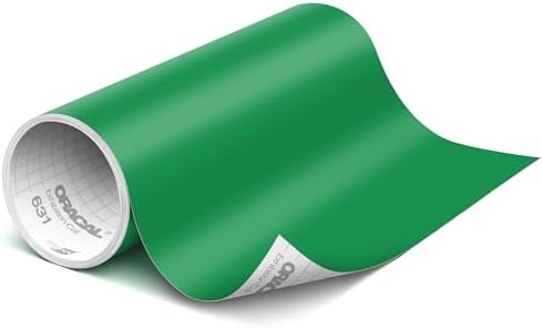 ORACAL 631 Matte Green Vinyl Durable Roll Easy to Weed Permanent Adhesive Craft Vinyl for Plotting Machines, Decals & DIY Projects 12” x 10ft