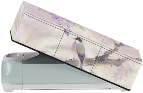 Binienty Scrapbooking Die-Cut Machine Dust Covers - Purple Floral Bird Cutting Machine Carrying Case with Storage Pockets Boho Vintage Home Decoration Accessories