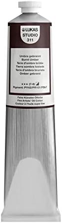 Lukas Studio Artist Oil Color Paints - High-pigment oil paint made with natural binder for artist, painting, & more! - [Burnt Umber - 200 mL]