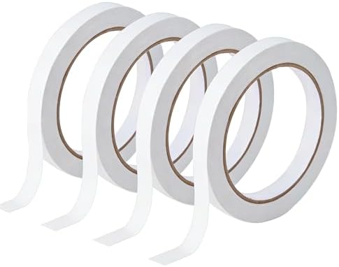 1/4" 4 Rolls Double Sided Adhesive Sticky Tape for Arts, DIY, Card Making, Crafts, Photography, Scrapbooking, Gift Wrapping, Office School Stationery Supplies, Home Supplies (Width: 6mm)