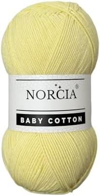 Baby Cotton, 55% Cotton 45% Acrylic Yarn, Fine/Sport (2) for Crochet and Knitting, Soft Amigurumi Yarn, 100 gr (361 yds)