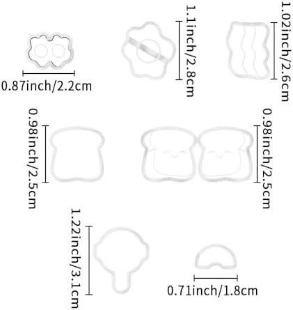 Xaekicr 8Pcs Breakfast Theme Polymer Clay Cutters Set – Toast, Bacon, Egg Shapes | Fun Clay Earring Cutters | Polymer Clay Molds for Jewelry Making | Clay Tools for DIY Crafts