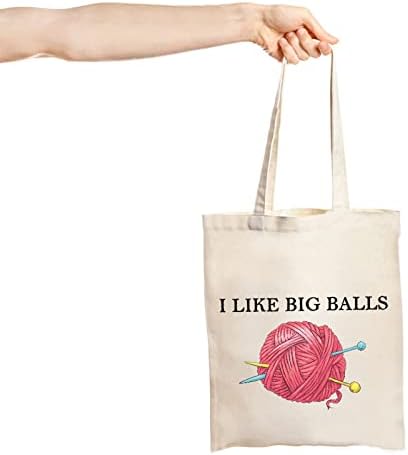 JXGZSO Crochet supplies Bag Knitting Project Gift I Like Big Balls Make Up Bag Funny Knitting Gift For Knitter (i like big balls shopping)
