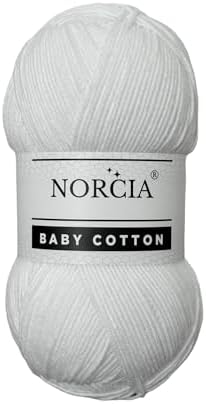 Baby Cotton, 55% Cotton 45% Acrylic Yarn, Fine/Sport (2) for Crochet and Knitting, Soft Amigurumi Yarn, 100 gr (361 yds)