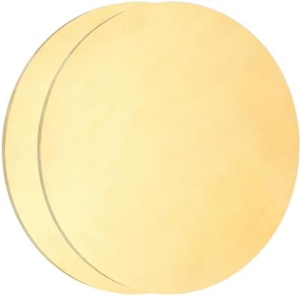 uxcell 2Pcs Brass Round Plate, 0.02"(0.5mm) Thick 3.15"(80mm) Dia H65 Brass Round Disc Blank Metal Sheet Copper Circle Disc for Metal Stamping DIY Crafts