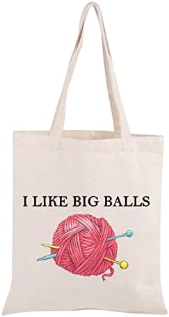 JXGZSO Crochet supplies Bag Knitting Project Gift I Like Big Balls Make Up Bag Funny Knitting Gift For Knitter (i like big balls shopping)