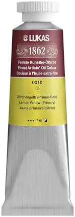 Lukas 1862 Professional German Oil Paint, Lemon Yellow (Primary) 37 mL - w/Beeswax & Non-Yellowing Sunflower Oil, Short Drying Time, Smooth, Outstanding Lightfastness
