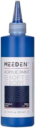 MEEDEN Soft Body Acrylic Paint: Phthalo Blue Matte Finish 250ml/8.45oz