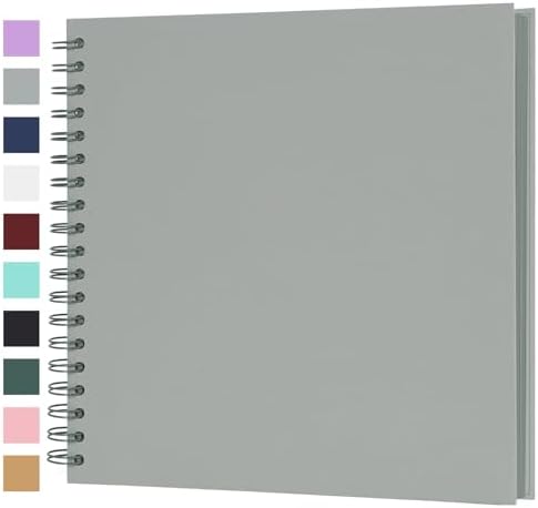 Scrapbook Album 10x10 Inches 40 Pages Hardcover Kraft Paper Grey