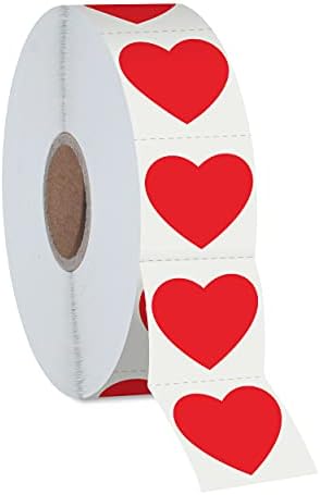 1200 PCS Red Heart Shaped Sticker Labels with Perforation Line in Roll, Use for Valentine's Day, Award Charts, Offices, Teachers & Classrooms, Bookmarks (1" in Diameter)