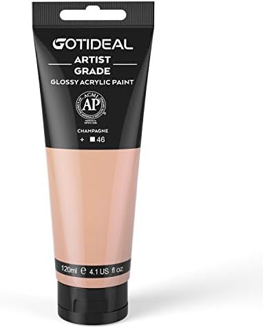 GOTIDEAL Acrylic Paint Champagne Flesh Tubes(120ml, 4.1 oz) | Non Toxic, Non Fading, Rich Pigments,for Painters, Adults & Kids,Ideal for Canvas Wood Clay Fabric Ceramic Craft Supplies
