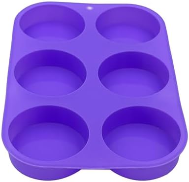 4oz Round Silicone Soap Mold, 3 Inch Big Size 6 Cylinder Silicone Molds for Loofah Soap, Homemade Bath Bombs, Lotion Bars Pack of 2, Purple, Blue