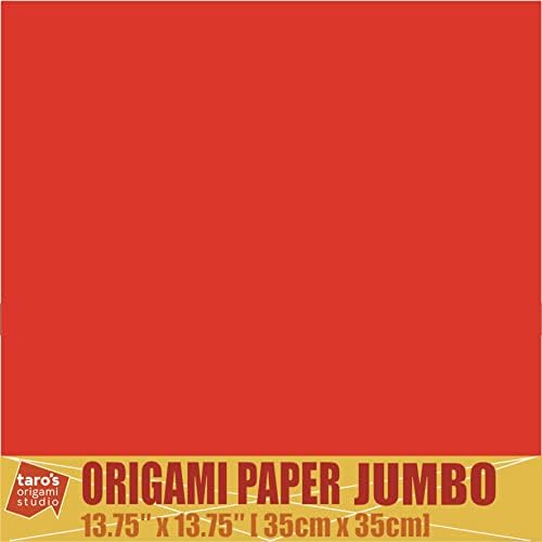 [Taro's Origami Studio] TANT Jumbo 13.75 Inch (35 cm) Double Sided Single Color (Red) 20 Sheets (All Same Color) for Beginner to Expert (Made in Japan)