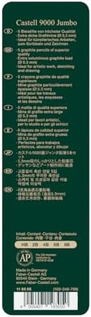 Faber-Castell 5 Piece Quality Castell 9000 Jumbo Graphite Pencils in a Tin, Including HB, 2B, 4B, 6B and 8B,Black