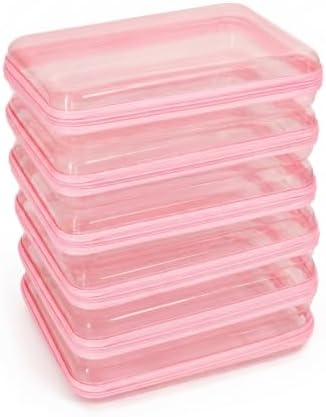 CoiiJoii 6Pcs Large Clear Hard Shell Zippered Case, Diaper Bag Organizing Pouches, Waterproof Cosmetic Bag, Toiletry Bag Storage Organizer Bins.