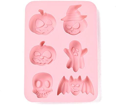 Craftdady Silicone Soap Mold 6 Cavities Bat Ghost Skull Pumpkin Moulds Trays, 2 Pack for Handmade Craft Biscuit Candy Chocolate Fondant Cake UV Resin Epoxy Resin Jewelry Making