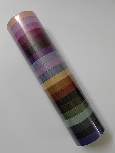 20 Rolls Washi Tape Set - Cool Tones Solid Colour Masking Tape, 197 Feet x 7.5mm Wide, for Journaling, Scrapbooking, Planners, Books & DIY Arts Crafts