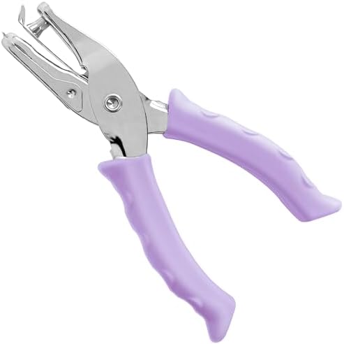 Single Hole Punch 1/4” Hole Puncher for Crafts, One Hole Paper Punch with Soft Grip Handle, Small Hole Punch for Kids and Adults, Purple
