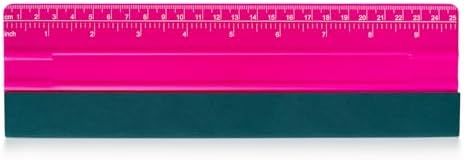 FOSHIO Professional Squeegee for Vinyl, Decals, Sticker Paper, Wallpaper, Window Film, Craft, Suede Felt Squeegee Smoothing Tool with Ruler, Pink (10 inches)