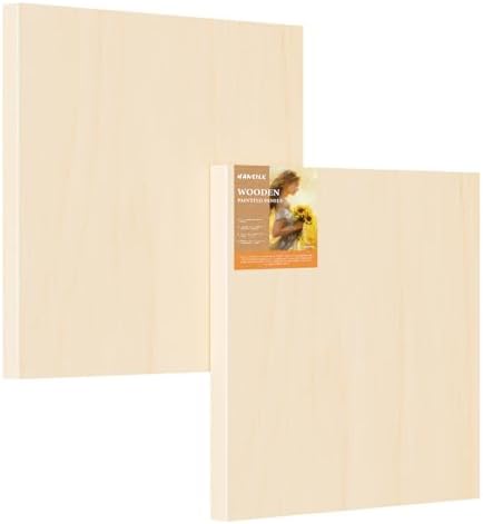 Wooden Art Panels for DIY Painting - Mother's Day Gifts, Christmas Crafts & Home Décor | 8x8 Inch Canvas Wood Boards, Unfinished Wooden Canvas for Adults (4-Pack)