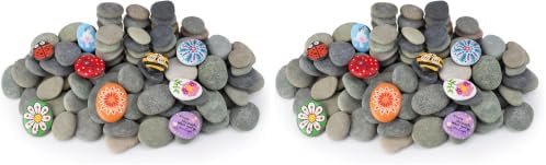 Simetufy 150 Pcs River Rocks for Painting, 2"-3" Painting Rocks, Flat & (Pack of 2)