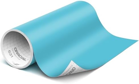 ORACAL 631 Matte Geyser Blue Vinyl Durable Roll Easy to Weed Permanent Adhesive Craft Vinyl for Plotting Machines, Decals & DIY Projects 12” x 10ft