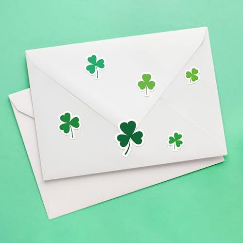 LINAYE St. Patrick's Day Stickers & Labels Bulk, 1500PCS Shamrock Stickers for Kids & Adults, 24 Sheets for Cards & Envelopes, Party Supplies