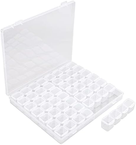 Segbeauty 56 Grids Clear Plastic Organizer Box, Gem Jewelry Storage Container with Dividers, Bead Organizer Earrings Storage Box Seeds Craft Organizers Screw Tool Boxes for Small Parts