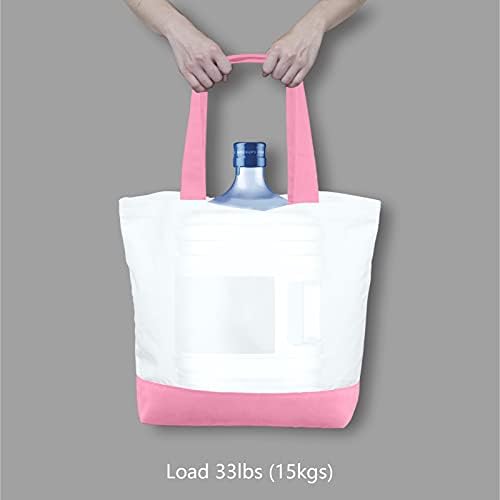 TOPDesign 1-Pack Super Strong Large 12oz Cotton Canvas Tote Bag, Reusable Grocery Shopping Cloth Bag, Fashionable Two-Tone Tote for Crafts, DIY Your Creative Designs