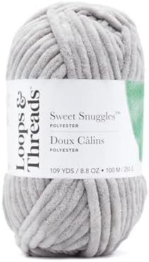 Loops & Threads Sweet Snuggles Yarn - Yarn for Knitting, Crochet, Weaving, and Arts & Crafts - Gray, Polyester, 8.8 oz