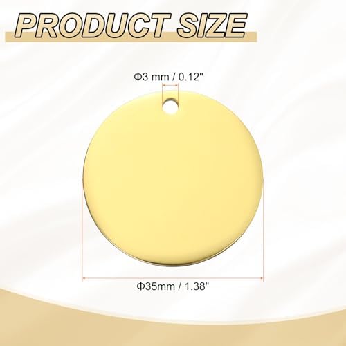 HARFINGTON 10pcs Round Blank Stamping Tag 35mm for Bracelet Crafts Gold