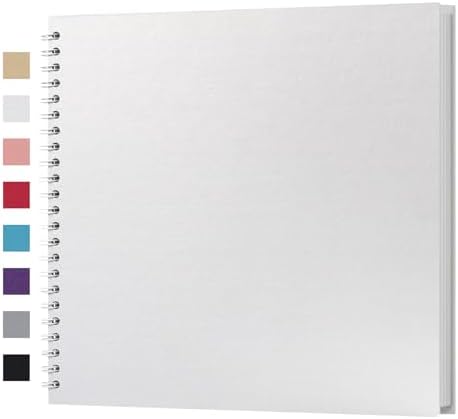 potricher 12 x 12 Inch Large DIY Scrapbook Photo Album 40 Pages, White | Thick Kraft Paper Scrap Book Photo Albums, Memory Book for Wedding, Anniversary, Baby, Family, Travel, DIY Projects