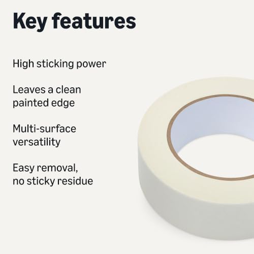 Amazon Basics Multi-Surface Masking Tape for Labeling, 1.41" x 60 Yards, Beige, 1 Roll