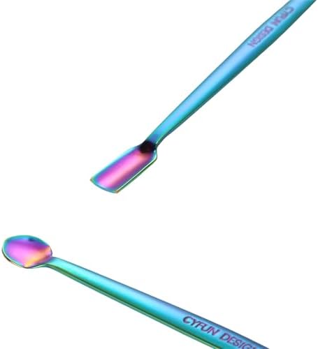 Briartw 5 Pcs Stainless Steel Craft Spoon | Mess-Free Crafting with Dual-Shaped Spoons for Glitter, Embossing Powders, Sequins & Small Embellishments | Colorful,Black,Silver | 6.7inch Length