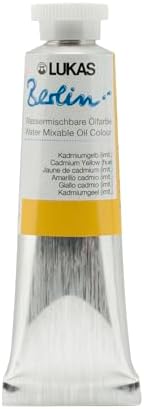 Lukas Berlin Pro Artists Water Mixable Oil Paint 37 ml Tube Cadmium Yellow Hue, Water Soluble, Lightfast Pigments, Quick Drying, Easy Clean-Up, Eco-Friendly, Professional Quality, 40 Color Range