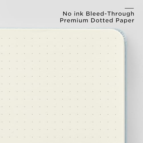 &And Per Se Dotted Notebook with Pen, A5 Hardcover Dotted Journal, 160 Pages 100GSM Thick Paper Dot Grid Journal with Fineliner Pen (Cyan)