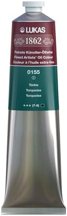 Lukas 1862 Professional German Oil Paint, Turquoise 200 mL - w/Beeswax & Non-Yellowing Sunflower Oil, Short Drying Time, Smooth, Outstanding Lightfastness