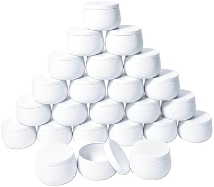 HOMAMAMOON 24 Pack Candle Tins for Making Candles, 8 oz Matte White Empty Candle Jars with Lids, Premium Seamless Metal Candle Containers Jars for DIY Craft, Small Business,Travel, Storage & Gifts