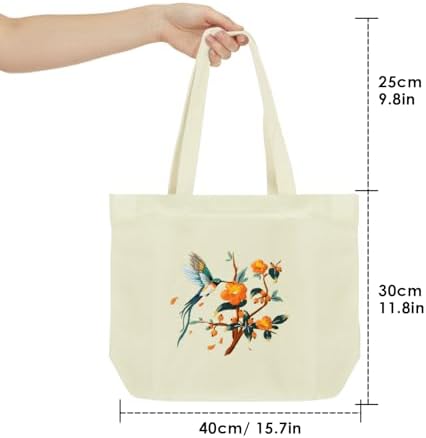 ERKOON Canvas Tote Bag Embroidery Kit for Beginners, Floral Arts Crafts Cross Stitch Kits for Adults Including Stamped Embroidery Bag with Hoops, Needle, Instruction and Color Threads (Hummingbird)
