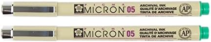 SAKURA PIGMA MICRON 05 FINELINER PEN, 0.45MM LINE WIDTH, PACK OF 2 (Green)